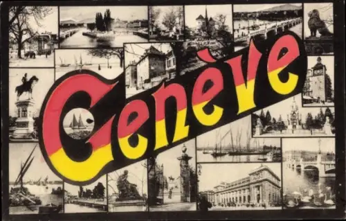Ak Genève Genf Schweiz,  verschiedene Ansichten, Schwarz-Weiß-Bilder, 