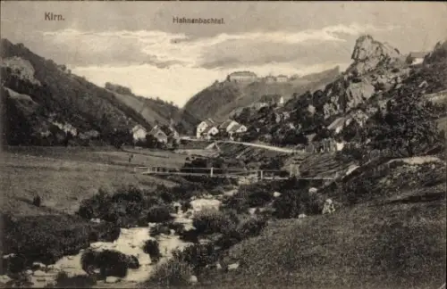 Ak Kirn an der Nahe, Landschaft mit Fluss, Hügeln, Häusern, Hahnenbachtal, Kirn