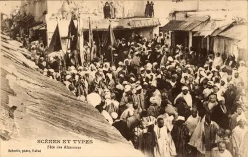 Ak Rabat Marokko, La Fête du Miloud, Fest, Viele Teilnehmer