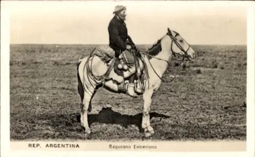 Ak Buenos Aires Argentinien, Gaucho auf Pferd, Baqueano Enteriano
