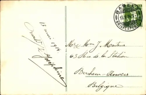 Ak Basel Stadt Schweiz, Strassburger Denkmal mit Bundesbahnhof