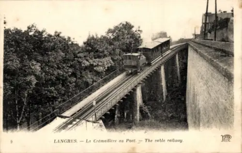 Ak Langres Haute Marne, Zahnradbahn an der Brücke