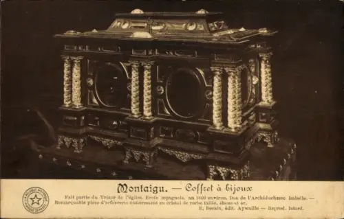 Ak Montaigu Vendee, Schmuckkästchen, Trésor der Kirche, spanische Schule, 1600, Kristall, Ebenhol