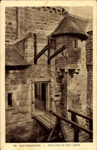 CPA Orschwiller Orschweiler Alsace Bas Rhin, Haut-Koenigsbourg, Pont Levis du Haut Jardin