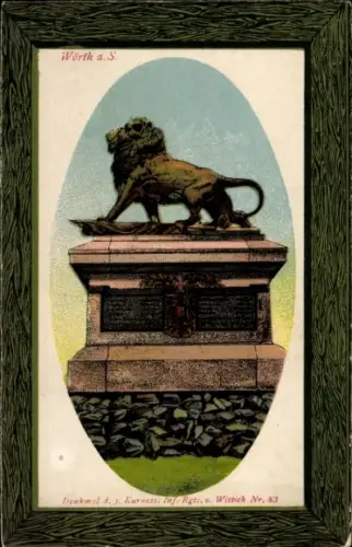 Ak Wœrth sur Sauer Woerth Wörth an der Sauer Elsass Bas Rhin, Denkmal des Infanterie Regiments