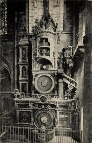 Ak Straßburg Elsass Bas Rhin, Astronomische Uhr im Münster