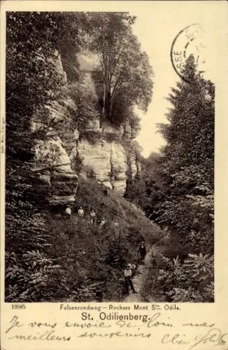 Ak Obernai Elsass Bas Rhin, Odilienberg Mont Sainte Odile, Felsenrundweg