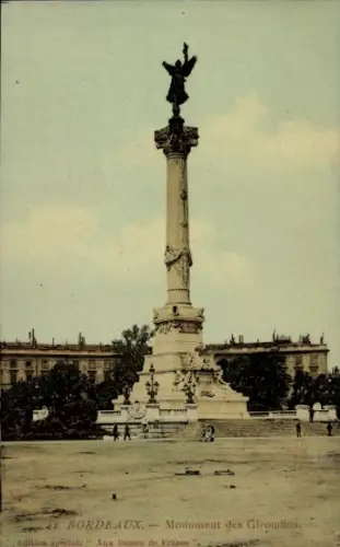 Ak Bordeaux Gironde, Monument des Girondins,  Statue, Säule, 