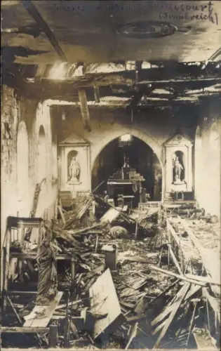 Ak Bellicourt Aisne, zerstörte Kirche