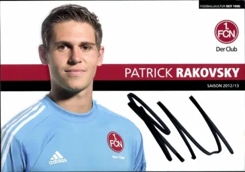 Autogrammkarte Fußballer Patrick Rakovsky, 1. FC Nürnberg, Autogramm