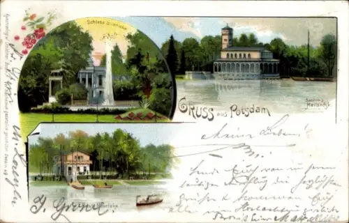 Litho Potsdam, Schloss Glienicke, Restaurant Moorlake, Heilandskirche Sakrow