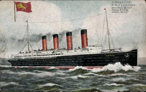 Ak Passagierdampfer R.M.S. Lusitania, Cunard Line