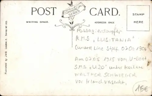 Ak Passagierdampfer R.M.S. Lusitania, Cunard Line