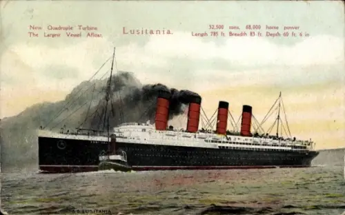 Ak Passagierdampfer R.M.S. Lusitania, Cunard Line