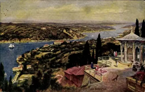 Künstler Ak Weiss, R., Konstantinopel Türkei, Am Bosporus, Pavillon
