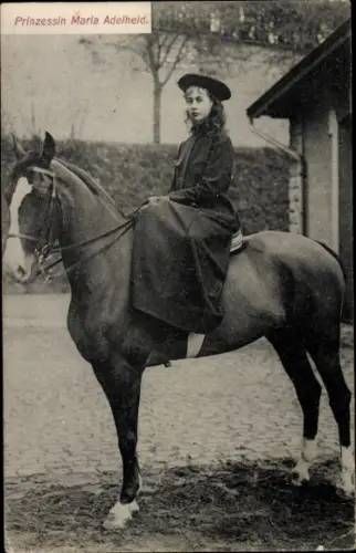 Ak Prinzessin Maria Adelheid von Luxemburg, Reiterin