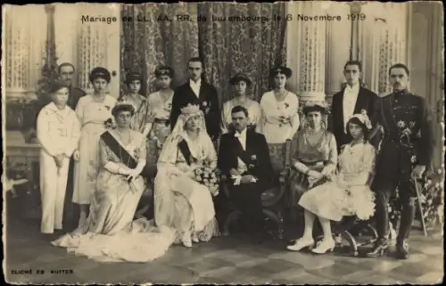 Ak Luxemburg, Royale Hochzeit am 06. November 1919, Großherzogin Charlotte und Prinz Felix