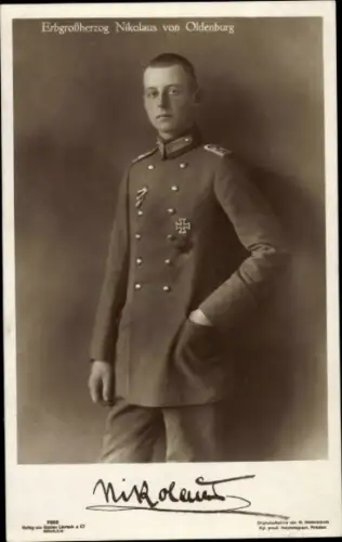 Ak Erbgroßherzog Nikolaus von Oldenburg, Portrait, Uniform, Eisernes Kreuz