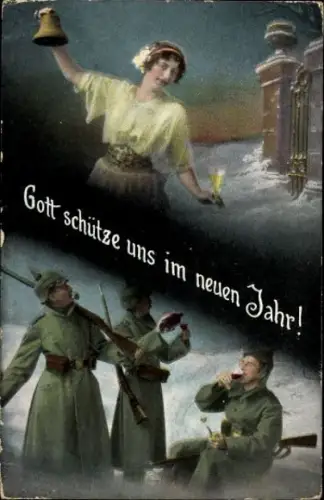 10 alte Ak Neujahrsgruß, diverse Ansichten