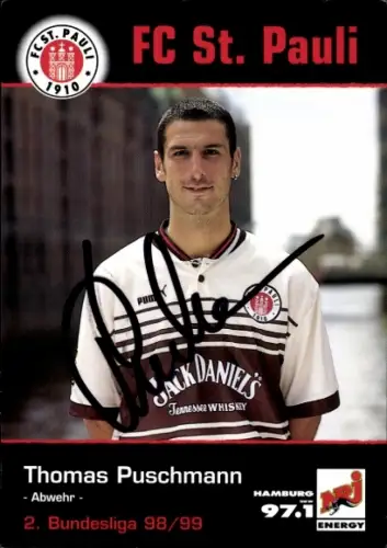 Autogrammkarte Fußballer Thomas Puschmann, FC St. Pauli, Autogramm