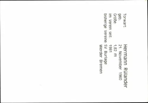 Autogrammkarte Fußballer Hermann Rülander, SV Meppen, Autogramm