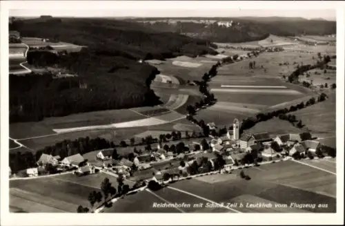 Ak Reichenhofen Leutkirch im Allgäu Württemberg, Luftaufnahme von  Schloss Zeil, Felder, Wiesen