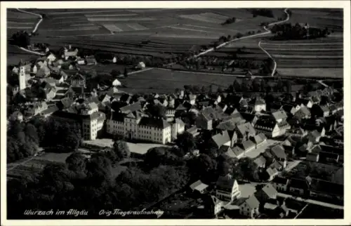 Ak Bad Wurzach in Oberschwaben, Salvatorkolleg, Fliegeraufnahme