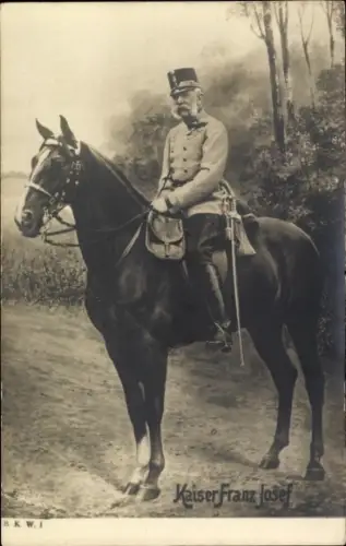 Ak Kaiser Franz Joseph I. zu Pferd, Portrait