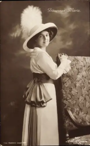Ak Prinsessan Maria, Prinzessin von Schweden und Russland, Großer Federhut