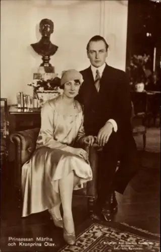 Ak Prinsessan Märtha och Kronprins Olav, Portrait