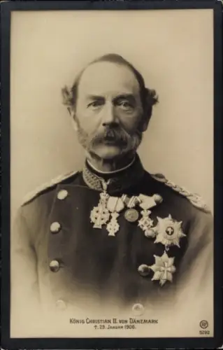 Ak König Christian IX. von Dänemark, Portrait, Orden