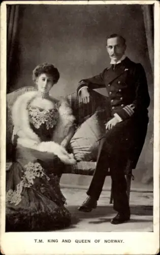 Ak König Haakon VII. von Norwegen, Königin Maud, Portrait