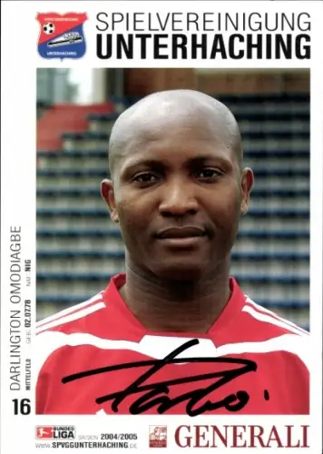 Autogrammkarte Fußballer Darlington Omodiagbe, SpVgg Unterhaching, Autogramm