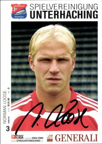 Autogrammkarte Fußballer Norman Loose, SpVgg Unterhaching, Autogramm