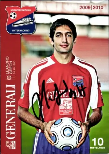 Autogrammkarte Fußballer Leandro Grech, SpVgg Unterhaching, Autogramm