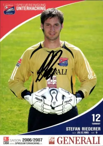 Autogrammkarte Fußballer Stefan Riederer, SpVgg Unterhaching, Autogramm