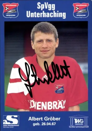 Autogrammkarte Fußballer Albert Gröber, SpVgg Unterhaching, Autogramm
