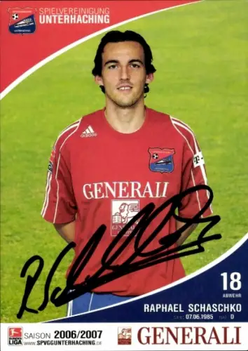 Autogrammkarte Fußballer Raphael Schaschko, SpVgg Unterhaching, Autogramm
