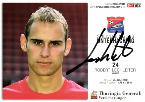 Autogrammkarte Fußballer Robert Lechleiter, SpVgg Unterhaching, Autogramm