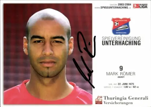 Autogrammkarte Fußballer Mark Römer, SpVgg Unterhaching, Autogramm