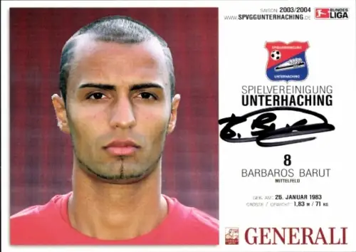 Autogrammkarte Fußballer Barbaros Barut, SpVgg Unterhaching, Autogramm