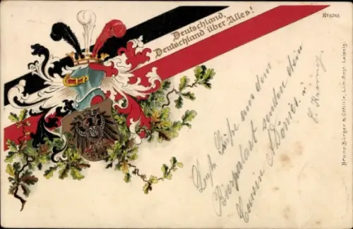Wappen Ak Deutschland über Alles, Eichenlaub, Schwarzer Adler