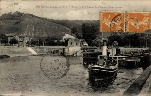 CPA Amfreville sous les Monts Eure, Ecluse et la Côte des Deux-Amants