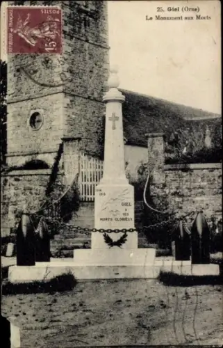 Ak Giel Courteilles Orne, Denkmalsäule, französische Republik, 1918, Monument aux Morts