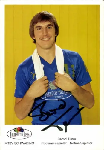 Autogrammkarte Handballspieler Bernd Timm, MTSV Schwabing, Autogramm