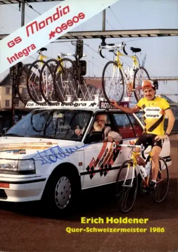Autogrammkarte Radrennsportler Erich Holdener, Autogramm