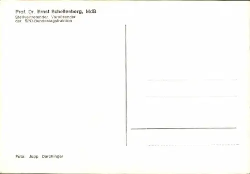 Ak Politiker Prof. Dr. Ernst Schellenberg, Portrait, Autogramm