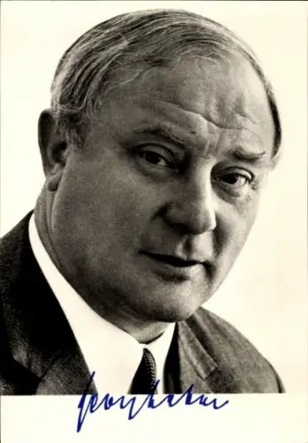 Ak Politiker Georg Leber, Bundesminister für Verkehr, SPD, Autogramm