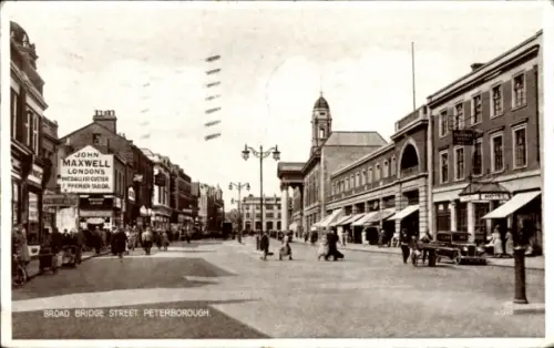 Ak Peterborough Cambridgeshire England, BROAD BRIDGE STREET, John Maxwell, Medallist Cutter, Prem