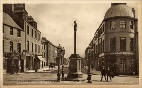 Ak Cupar Schottland, Saint Catherine Street und Kreuzung